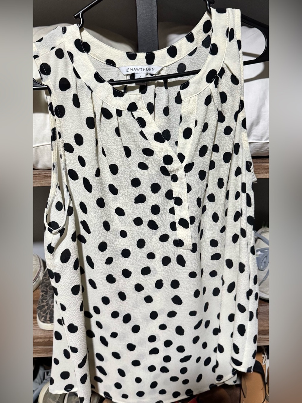 41 Hawthorn Cream and Black Polka Dot A-Line Skirt